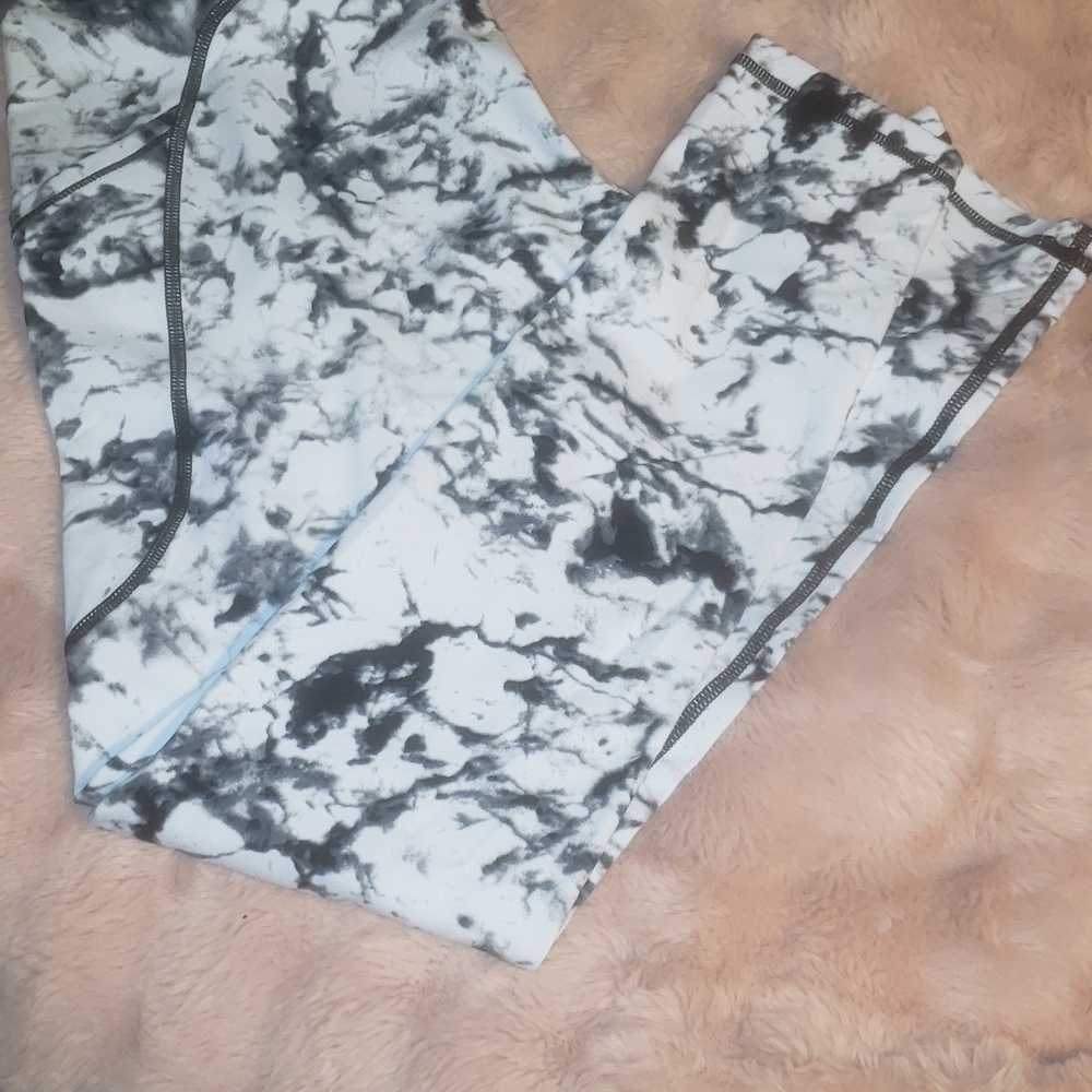 Amazon Women's Black and White Marble Yoga Pants